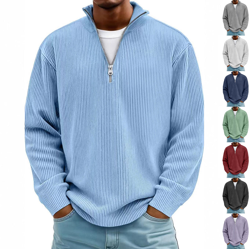 Men's Casual Corduroy Quarter-Zip Pullover Sweatshirt - Men's Fashion UAE