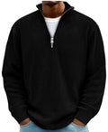 mens-corduroy-quarter-zip-sweatshirt-stand-collar-black