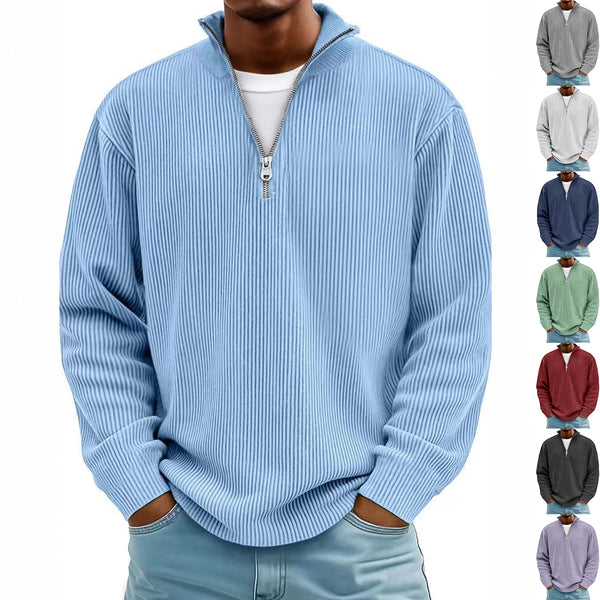 Men's Casual Corduroy Quarter-Zip Pullover Sweatshirt - Men's Fashion Dubai UAE | ZadaVibe