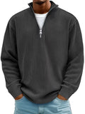 Men's classic black corduroy zipper stand collar sweatshirt casual fit